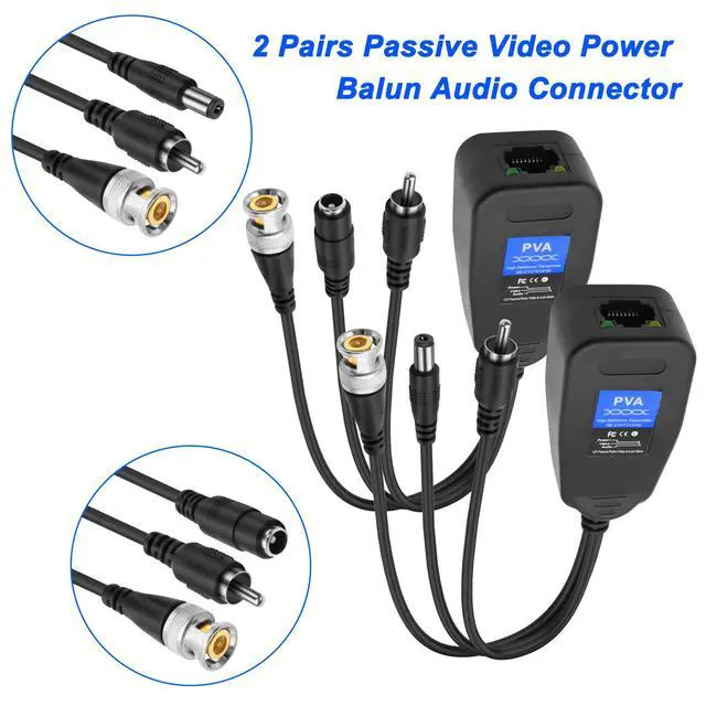 Alt view image 4 of 7 - 2 Pairs Passive Video Power Balun Audio Connector 960P/1080P