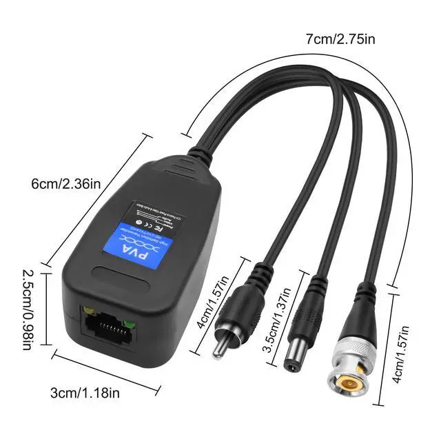 Alt view image 5 of 7 - 2 Pairs Passive Video Power Balun Audio Connector 960P/1080P
