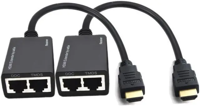 Main image of 2 PCS HDMI Extender Over Cat5e/6, Ethernet to HDMI RJ45 Ethernet Network Adapter, Support 1080p UP to 30m/98ft Video and Audio for HDTV HDPC PS4 STB (HDMI to RJ45 1 to 2)