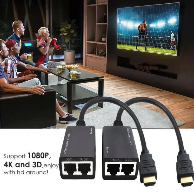 Alt view image 2 of 7 - 2 PCS HDMI Extender Over Cat5e/6, Ethernet to HDMI RJ45 Ethernet Network Adapter, Support 1080p UP to 30m/98ft Video and Audio for HDTV HDPC PS4 STB (HDMI to RJ45 1 to 2)