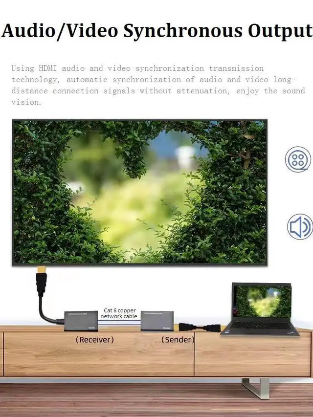 Alt view image 3 of 7 - 2 PCS HDMI Extender Over Cat5e/6, Ethernet to HDMI RJ45 Ethernet Network Adapter, Support 1080p UP to 30m/98ft Video and Audio for HDTV HDPC PS4 STB (HDMI to RJ45 1 to 2)
