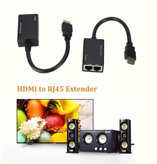 Alt view image 6 of 7 - 2 PCS HDMI Extender Over Cat5e/6, Ethernet to HDMI RJ45 Ethernet Network Adapter, Support 1080p UP to 30m/98ft Video and Audio for HDTV HDPC PS4 STB (HDMI to RJ45 1 to 2)