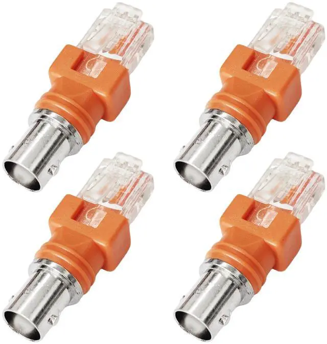 Main image of 4PCS BNC Female Socket to RJ45 Network Adapters, Female Coax to Male Ethernet Converters, Linear Configuration RF Couplers for Surveillance Systems & Data Communication Equipment