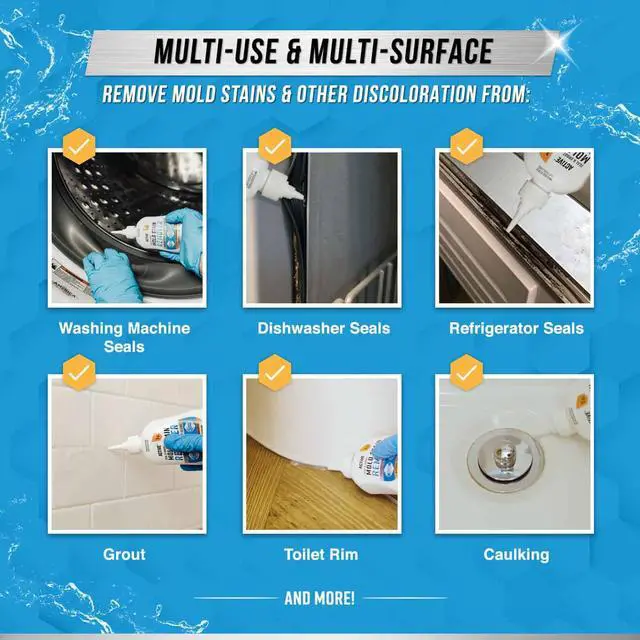 Alt view image 2 of 6 - Mold Stain Remover Gel Cleaner Heavy Duty Stain Cleaner for Front Loader Washing Machine Seal, Bathroom Grout, Shower, Caulk - Front Load Washer Cleaning Solution - 7 Fl Oz