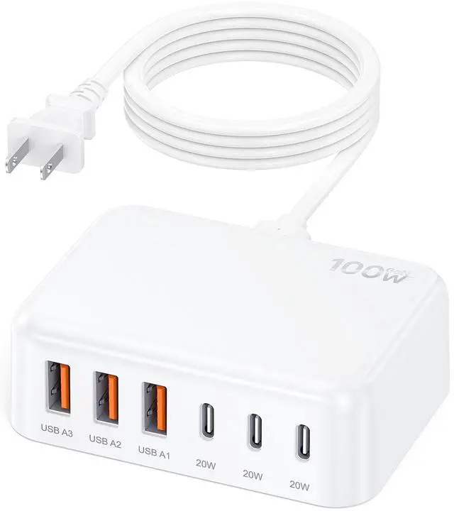 Main image of 100W 6 in 1 USB Charger, 50% Smaller Charging Station for Multiple Devices