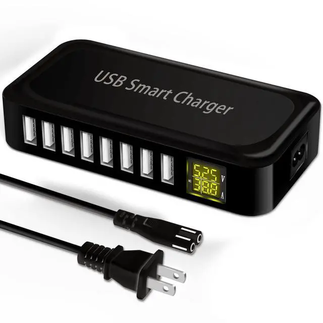 Main image of USB Charging Station, 8-Port 60W/12A USB Charger Station, Multi Ports USB-A Charging Hub with LED Display, Compact Desktop Charger for Multiple Devices, iPhone iPad Samsung Android and Tablet