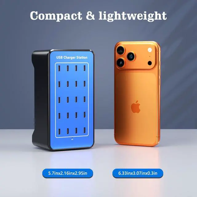 Alt view image 4 of 7 - USB C Charging Station, USB C Charger Block for iPhone, Android, Smartphone, Tablet, Samsung, AirPods, and Smart Watch Multiple Devices, 20-Port 100W Multi Port Desktop Charger