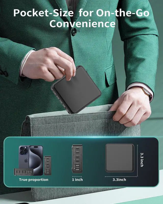 Alt view image 7 of 7 - Charging Station for Multiple Devices : 130W 6 Port GaN Fast USB C Charger Station, Compact Multi Port PD 65W 45W Charger for iPhone 17/16 15/14/13/Pro Max