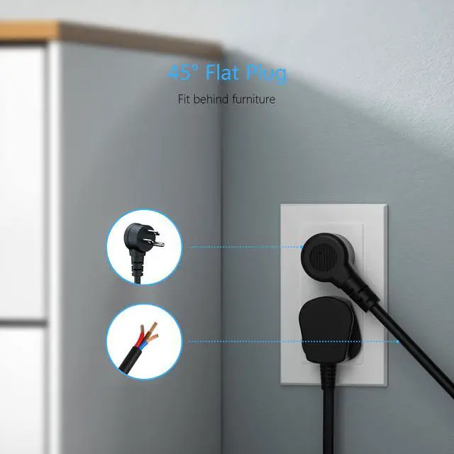 Alt view image 4 of 7 - PD20W Power Strip Tower with USB, Vertical Cube Mountable Power Outlet Extender with 3 Outlets, 3 USB-A & 1 USB-C Ports, 5-Foot Extension Cord and Detachable Base for Easy Mounting (Black)