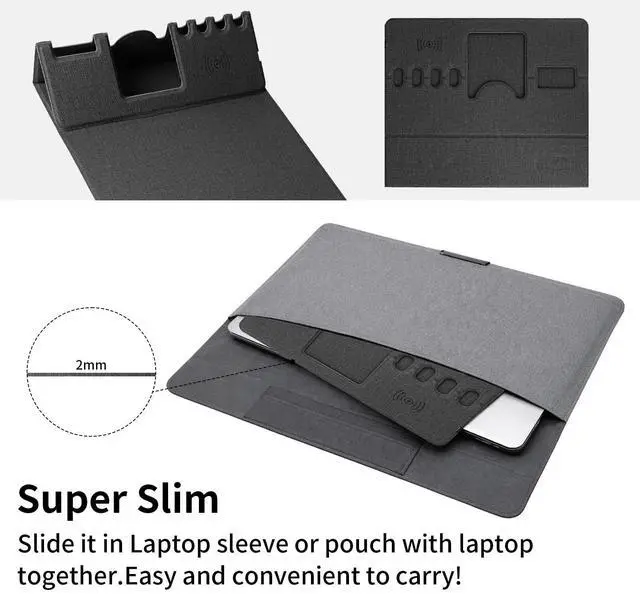 Alt view image 6 of 7 - Mouse Pad with Phone Holder & Pen Holders, Wireless Charging Desk Mat, Mousepad Home Office Desk Pad with Ultra-Smooth Surface, Non-Slip Base, Waterproof Keyboard Pad, Classic Black Desk Mat