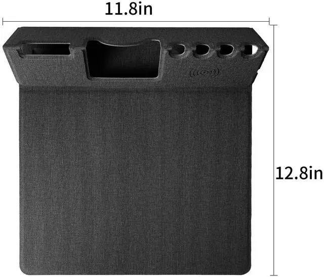 Alt view image 7 of 7 - Mouse Pad with Phone Holder & Pen Holders, Wireless Charging Desk Mat, Mousepad Home Office Desk Pad with Ultra-Smooth Surface, Non-Slip Base, Waterproof Keyboard Pad, Classic Black Desk Mat