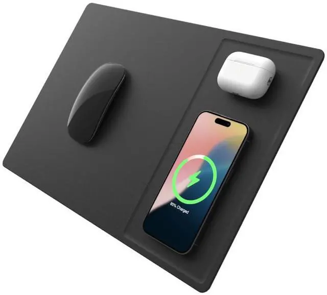 Main image of H3 PRO Dual Qi Wireless Charging Mouse Pad Dual Fast Wireless Chargers for Smartphones and Earbuds Smooth Surface with Anti-Slip Base for Home and Office Use (Cold Black)