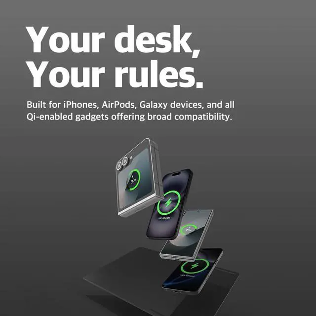 Alt view image 6 of 7 - H3 PRO Dual Qi Wireless Charging Mouse Pad Dual Fast Wireless Chargers for Smartphones and Earbuds Smooth Surface with Anti-Slip Base for Home and Office Use (Cold Black)