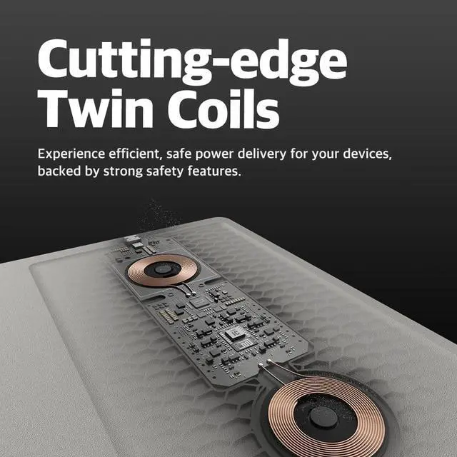 Alt view image 3 of 7 - H3 PRO Dual Qi Wireless Charging Mouse Pad Dual Fast Wireless Chargers for Smartphones and Earbuds Smooth Surface with Anti-Slip Base for Home and Office Use (Cream Powder)