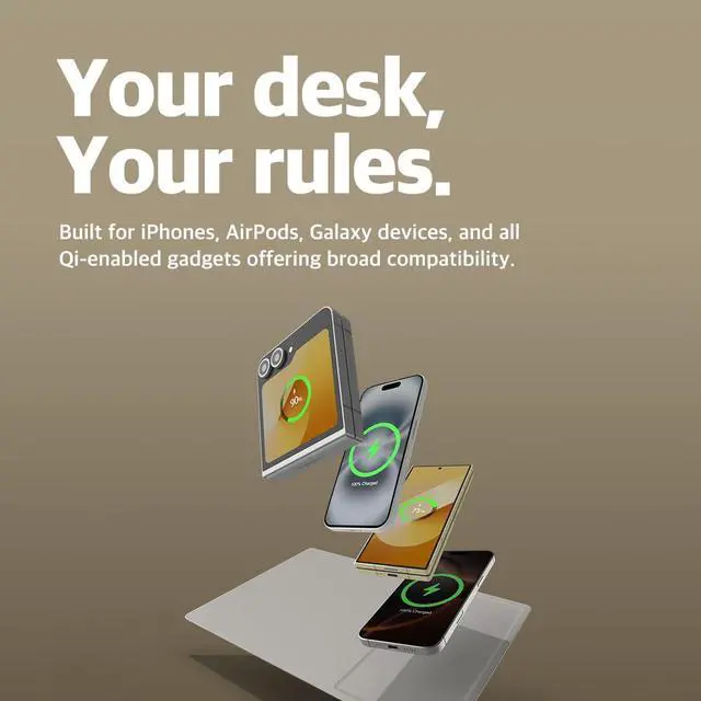 Alt view image 6 of 7 - H3 PRO Dual Qi Wireless Charging Mouse Pad Dual Fast Wireless Chargers for Smartphones and Earbuds Smooth Surface with Anti-Slip Base for Home and Office Use (Cream Powder)