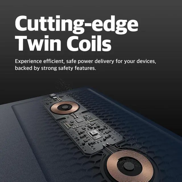 Alt view image 3 of 7 - H3 PRO Dual Qi Wireless Charging Mouse Pad Dual Fast Wireless Chargers for Smartphones and Earbuds Smooth Surface with Anti-Slip Base for Home and Office Use (Frost Blue)