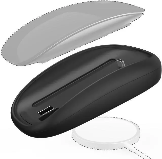 Main image of Mouse Charger Compatible with Magic Mouse 2 (USB-C) Grip with Wireless Charging Support, Ergonomic Base (Black)