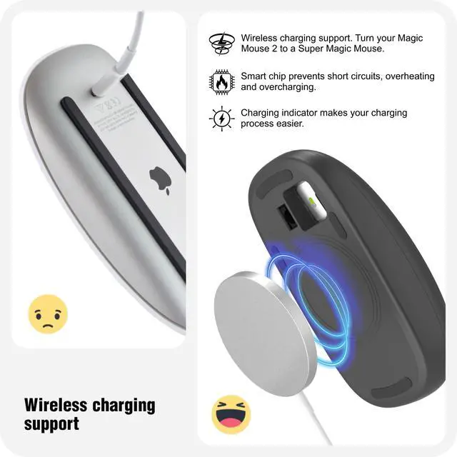 Alt view image 3 of 6 - Mouse Charger Compatible with Magic Mouse 2 (USB-C) Grip with Wireless Charging Support, Ergonomic Base (Black)