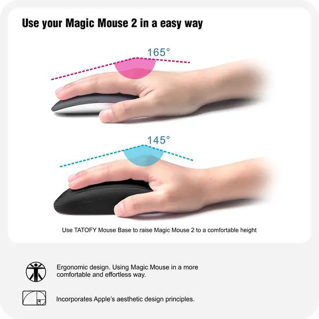 Alt view image 4 of 6 - Mouse Charger Compatible with Magic Mouse 2 (USB-C) Grip with Wireless Charging Support, Ergonomic Base (Black)