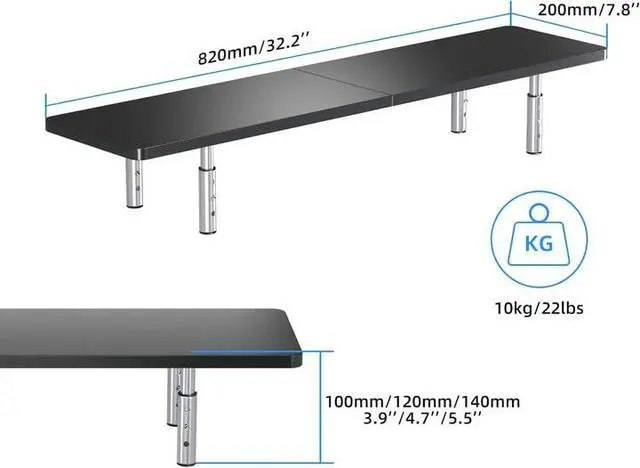 Alt view image 5 of 6 - Dual Monitor Stand Riser,Large Monitor Laptop Stand Riser 3 Adjustable Heights Computer Stand for Laptop, Printer, Notebook(MST016)