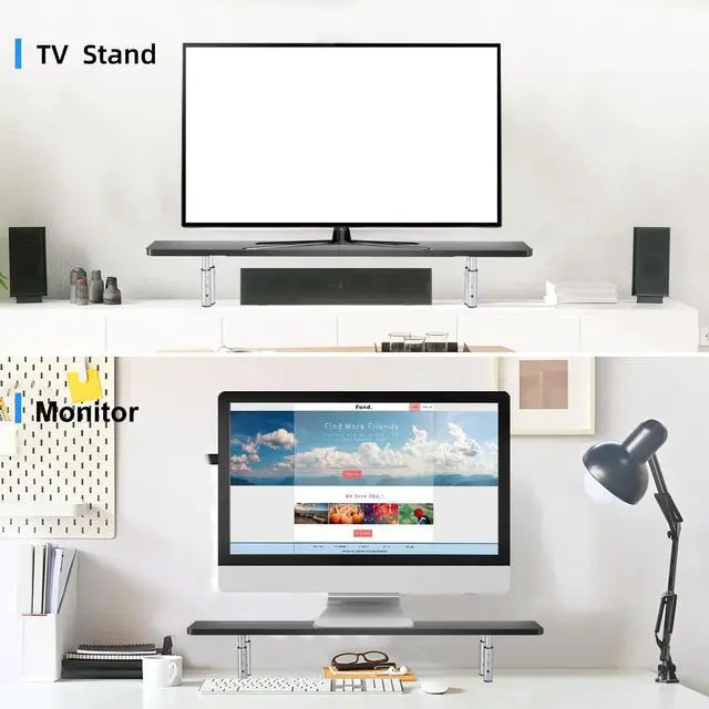 Alt view image 4 of 6 - Dual Monitor Stand Riser,Large Monitor Laptop Stand Riser 3 Adjustable Heights Computer Stand for Laptop, Printer, Notebook(MST016)