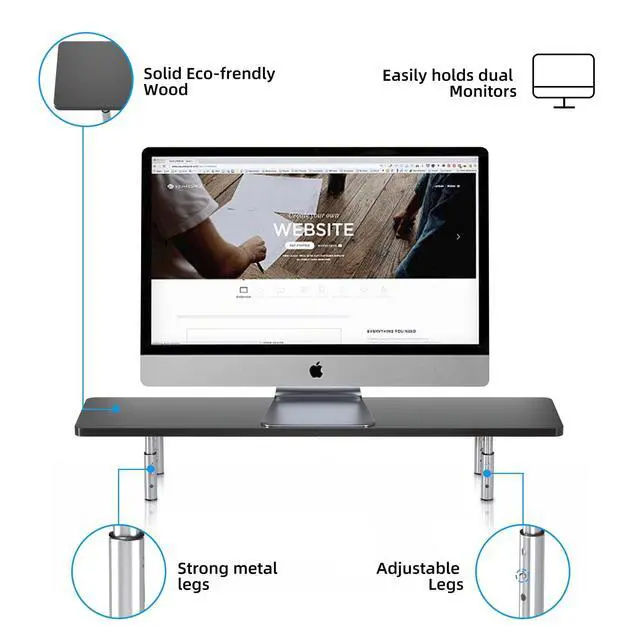 Alt view image 3 of 6 - Dual Monitor Stand Riser,Large Monitor Laptop Stand Riser 3 Adjustable Heights Computer Stand for Laptop, Printer, Notebook(MST016)