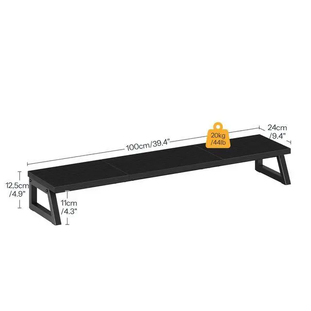 Alt view image 2 of 7 - Dual Monitor Stand Riser, 39 Inch Large Computer Monitor Stand for 2 Monitors, Computer Monitor Riser, Desk Shelf Organizer for Office Desk, Accessories, Black BB121CJ01