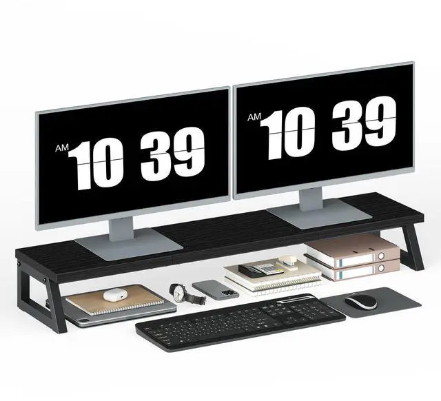Main image of Dual Monitor Stand Riser, 39 Inch Large Computer Monitor Stand for 2 Monitors, Computer Monitor Riser, Desk Shelf Organizer for Office Desk, Accessories, Black BB121CJ01