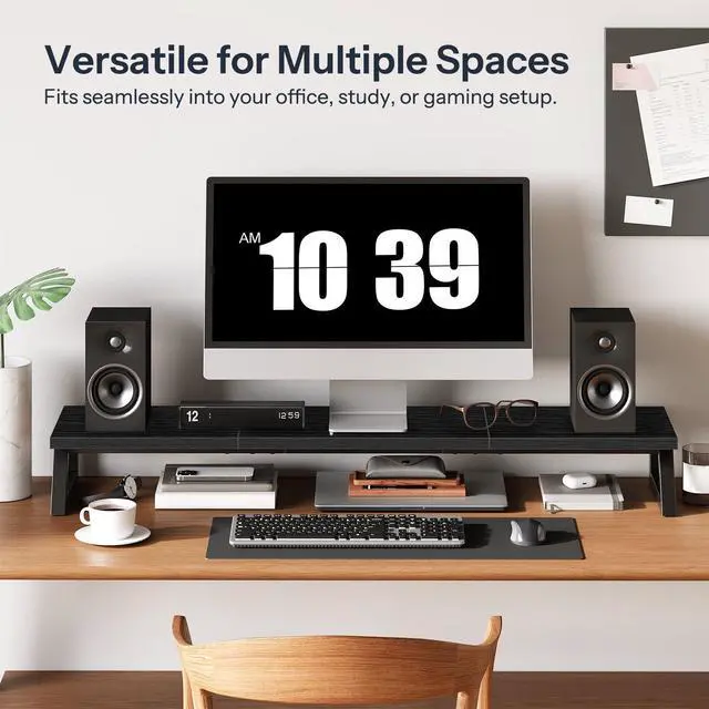 Alt view image 6 of 7 - Dual Monitor Stand Riser, 39 Inch Large Computer Monitor Stand for 2 Monitors, Computer Monitor Riser, Desk Shelf Organizer for Office Desk, Accessories, Black BB121CJ01