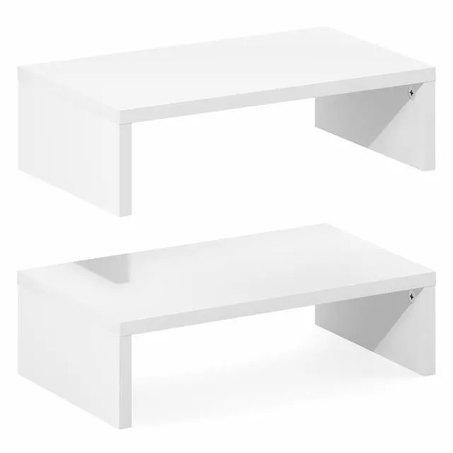 Alt view image 6 of 7 - CLASSIC Monitor Stand Riser Set of 2, 15.7" Wide Dual Monitor Riser, Stackable Separable Laptop Stand for Desk, Desktop Organizers and Accessories, for Office Supplier, White