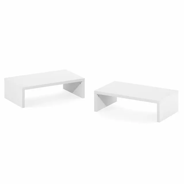 Alt view image 7 of 7 - CLASSIC Monitor Stand Riser Set of 2, 15.7" Wide Dual Monitor Riser, Stackable Separable Laptop Stand for Desk, Desktop Organizers and Accessories, for Office Supplier, White