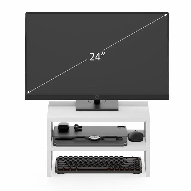 Alt view image 5 of 7 - CLASSIC Monitor Stand Riser Set of 2, 15.7" Wide Dual Monitor Riser, Stackable Separable Laptop Stand for Desk, Desktop Organizers and Accessories, for Office Supplier, White