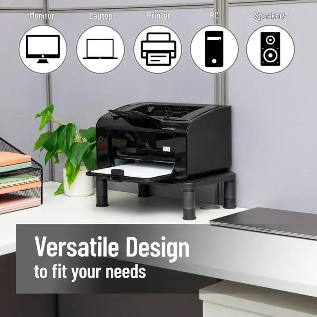 Alt view image 4 of 7 - Monitor Stand, Height Adjustable, Laptop, Computer, Riser, Office, Set of 2, Black