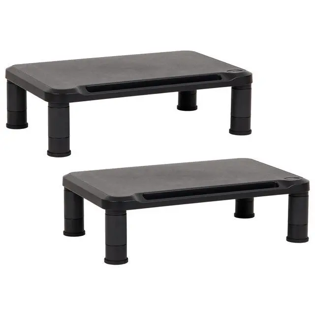 Alt view image 7 of 7 - Monitor Stand, Height Adjustable, Laptop, Computer, Riser, Office, Set of 2, Black