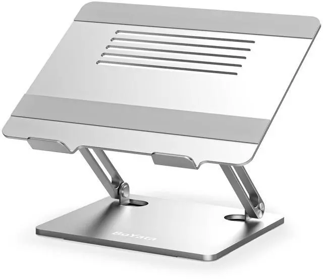 Main image of Laptop Stand, Adjustable Aluminum Riser for 15-Inch Laptops, Silver