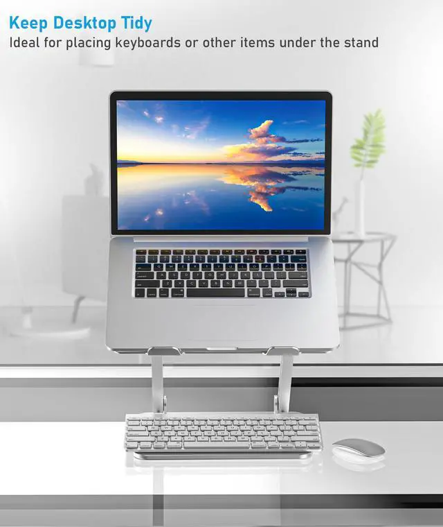 Alt view image 3 of 6 - Laptop Stand, Adjustable Aluminum Riser for 15-Inch Laptops, Silver