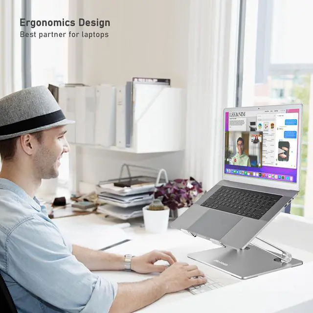 Alt view image 5 of 6 - Laptop Stand, Adjustable Aluminum Riser for 15-Inch Laptops, Silver