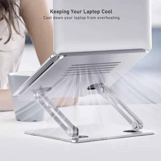 Alt view image 6 of 6 - Laptop Stand, Adjustable Aluminum Riser for 15-Inch Laptops, Silver