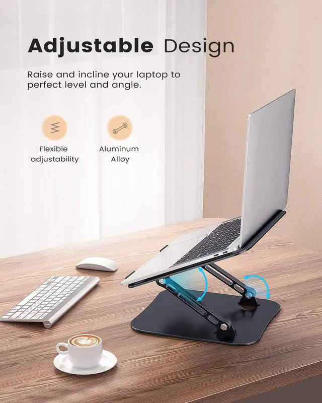 Alt view image 2 of 6 - Adjustable Aluminum Laptop Stand, Ergonomic Riser for 11-16" Laptops