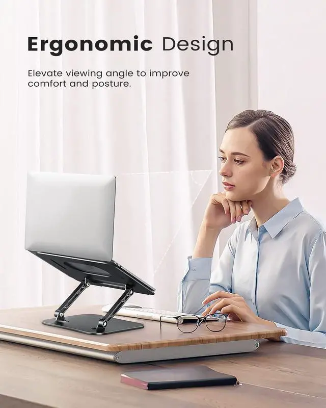 Alt view image 3 of 6 - Adjustable Aluminum Laptop Stand, Ergonomic Riser for 11-16" Laptops