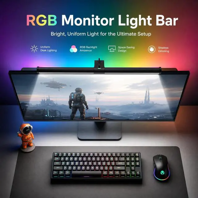 Alt view image 2 of 6 - RGB Monitor Light Bar Dual USB Reading Screen Lamp Touch Switch