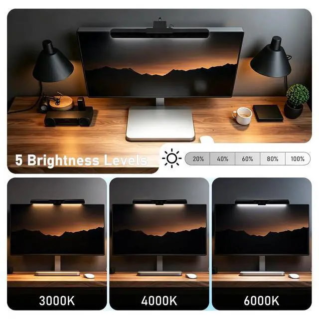 Alt view image 4 of 7 - Monitor Light Bar, Computer Monitor Lamp for Eye Care, Home Office (15.3")