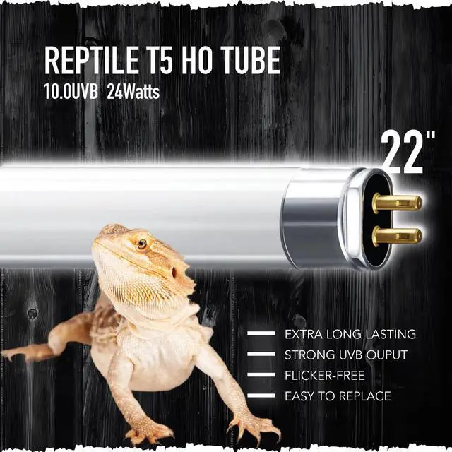 Alt view image 4 of 6 - T5 UVB Reptile Light Tube, UVB10.0 24W T5 Lamp Tube for Reptiles, Bearded Dragon UVB Light, Terrarium Liner Bulb Bar for Lizard,Length 22'' (T5 UVB Tube, 24Watt)