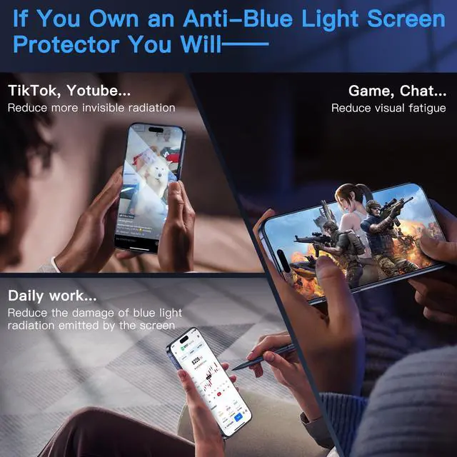 Alt view image 3 of 7 - Anti-Blue Light for iPhone 15 Pro Max Screen Protector