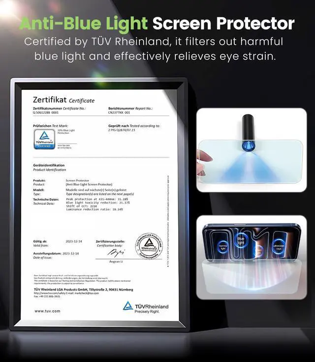 Alt view image 3 of 7 - 2-Pack Anti-Blue Light Screen Protector for iPhone 17/17 Pro