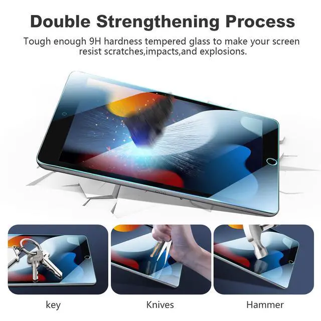 Alt view image 3 of 6 - 2 Pack Anti Blue Light Screen Protector for iPad 9th 8th 7th Generation (10.2 Inch, iPad 9/8/7, 2021/2020/2019), Tempered Glass, Eye Protection, Bubble Free, Case Friendly
