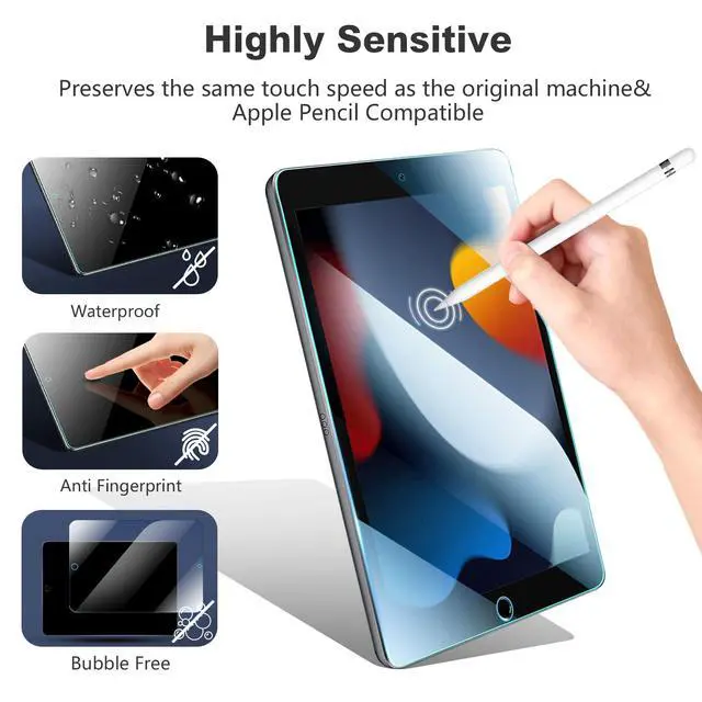 Alt view image 5 of 6 - 2 Pack Anti Blue Light Screen Protector for iPad 9th 8th 7th Generation (10.2 Inch, iPad 9/8/7, 2021/2020/2019), Tempered Glass, Eye Protection, Bubble Free, Case Friendly