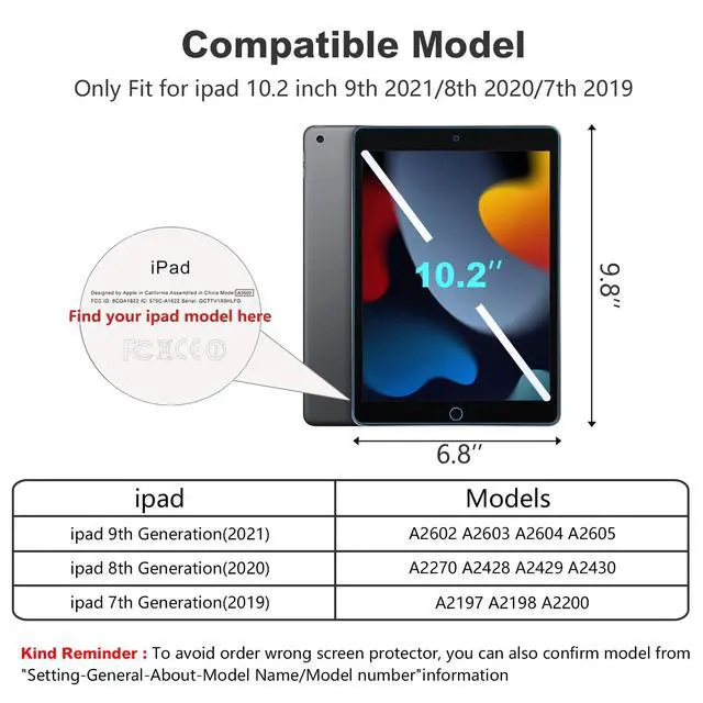 Alt view image 6 of 6 - 2 Pack Anti Blue Light Screen Protector for iPad 9th 8th 7th Generation (10.2 Inch, iPad 9/8/7, 2021/2020/2019), Tempered Glass, Eye Protection, Bubble Free, Case Friendly