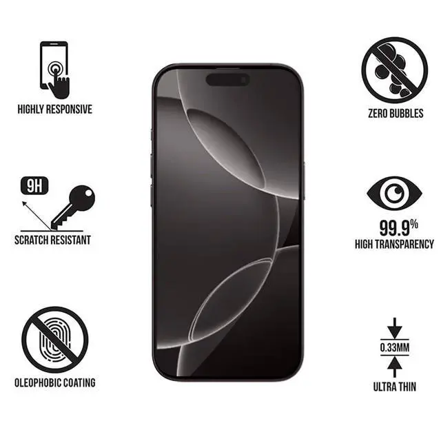 Alt view image 2 of 5 - Anti Blue Light Screen Protector for iPhone 16 Pro Max 2Pack+Camera Lens Protector 2Pack 2.5D Colorless Anti Blue Light Screen Protector 9H Tempered Glass for iPhone 16 Pro Max