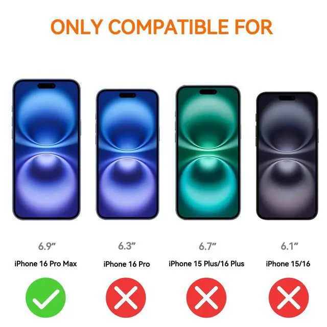 Alt view image 3 of 5 - Anti Blue Light Screen Protector for iPhone 16 Pro Max 2Pack+Camera Lens Protector 2Pack 2.5D Colorless Anti Blue Light Screen Protector 9H Tempered Glass for iPhone 16 Pro Max